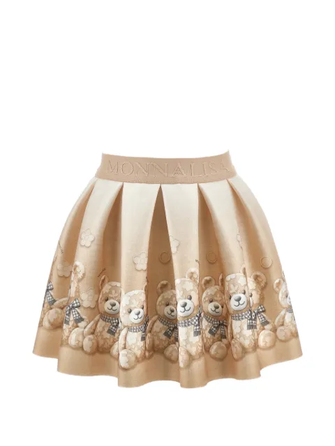 Monnalisa teddy bear-print pleated skirt