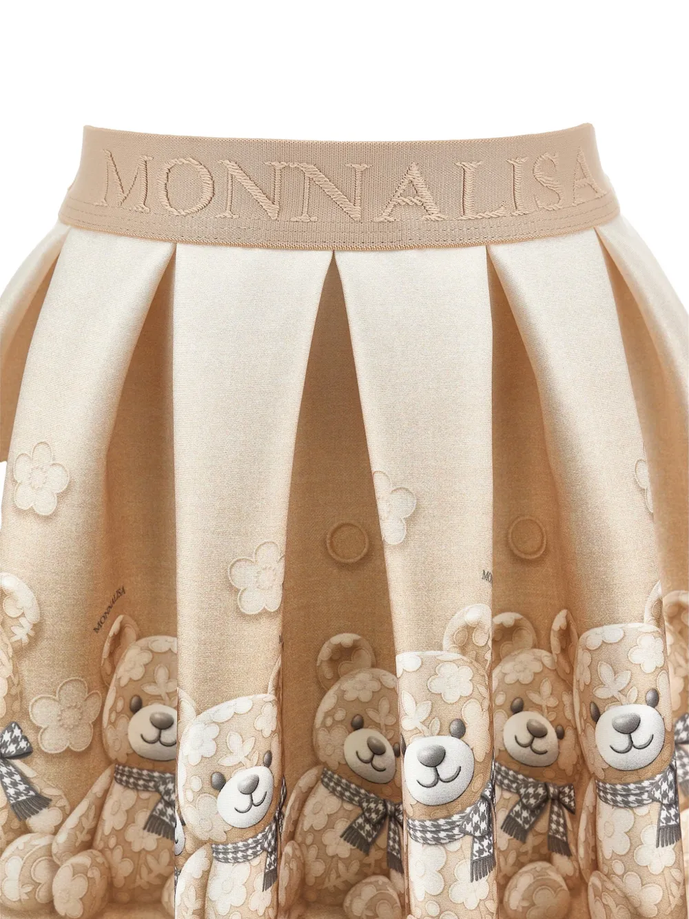 Monnalisa Plooirok met teddybeerprint Beige