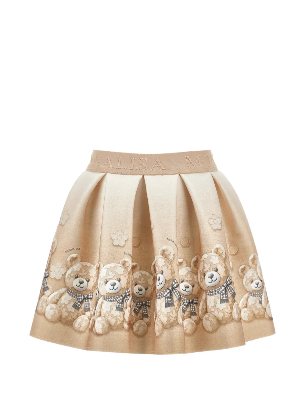 Monnalisa Plooirok met teddybeerprint Beige