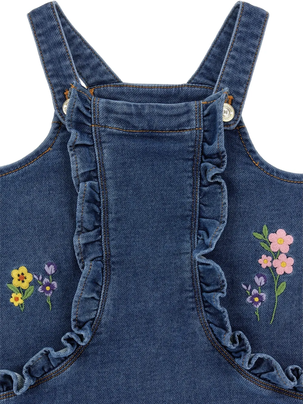 Monnalisa Jurk met geborduurde bloemen Blauw