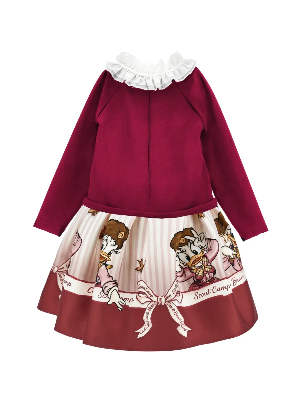Monnalisa Jurk met ruchekraag met print Rood