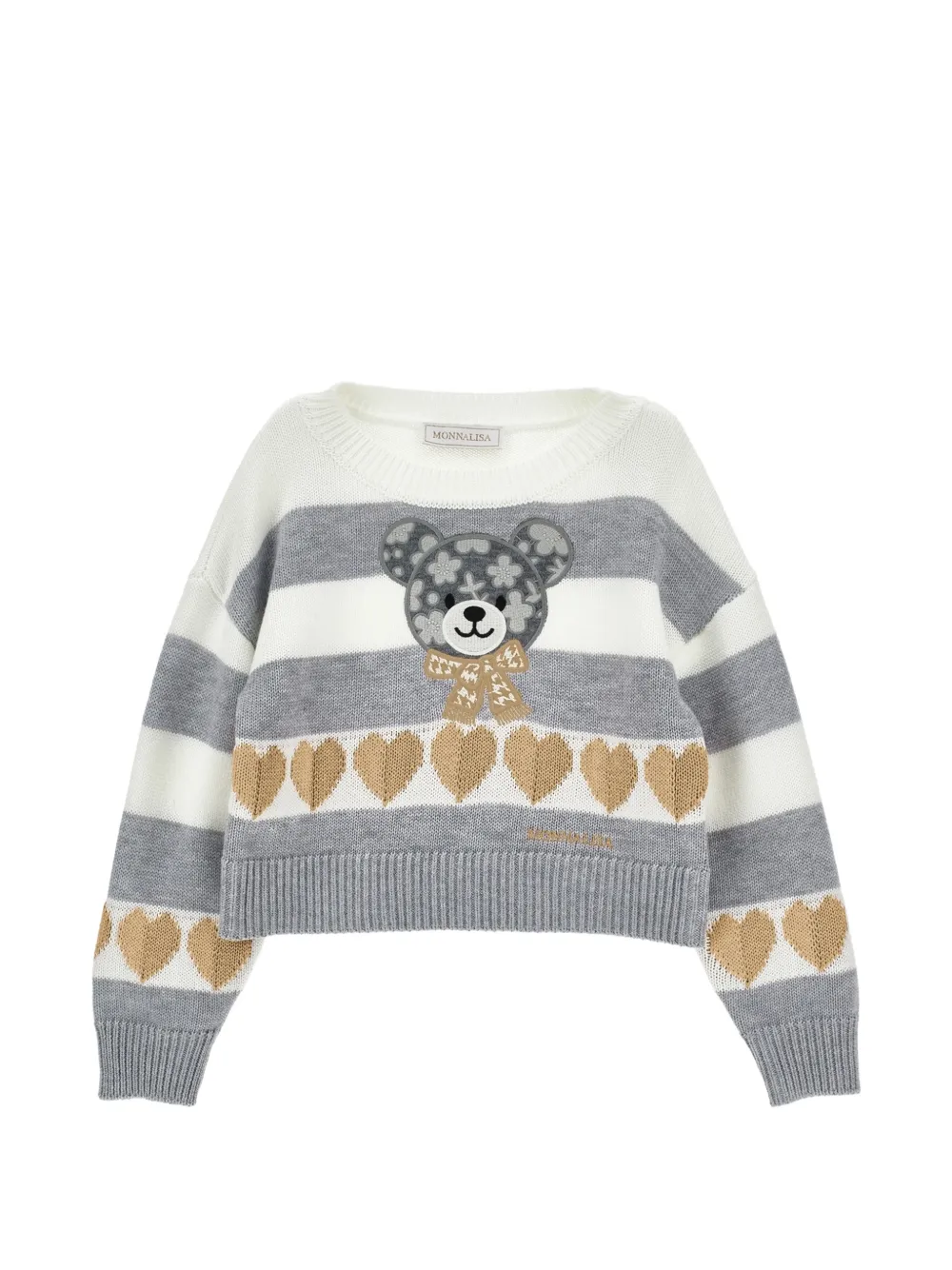 Monnalisa maglione teddy bear a righe - Bianco