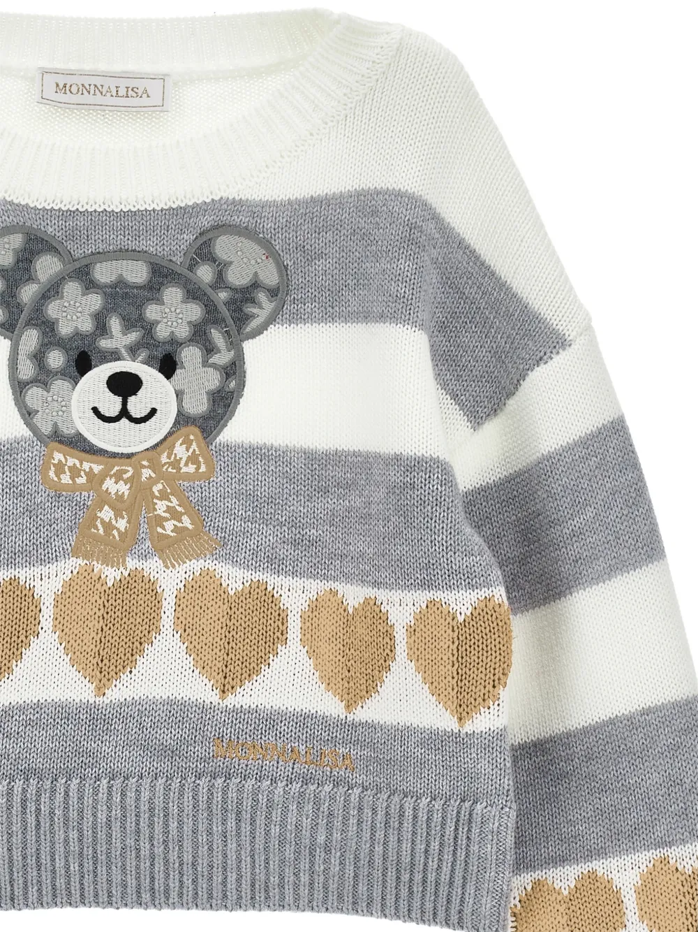 Monnalisa Teddy Bear gestreepte trui Wit