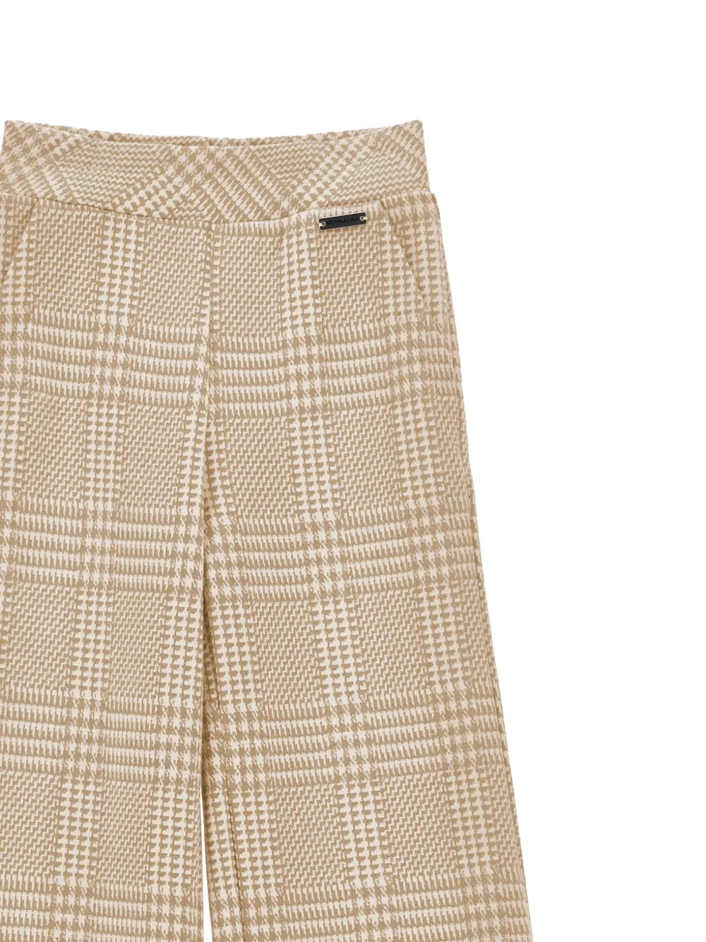 Monnalisa Geruite broek met wijde pijpen Beige