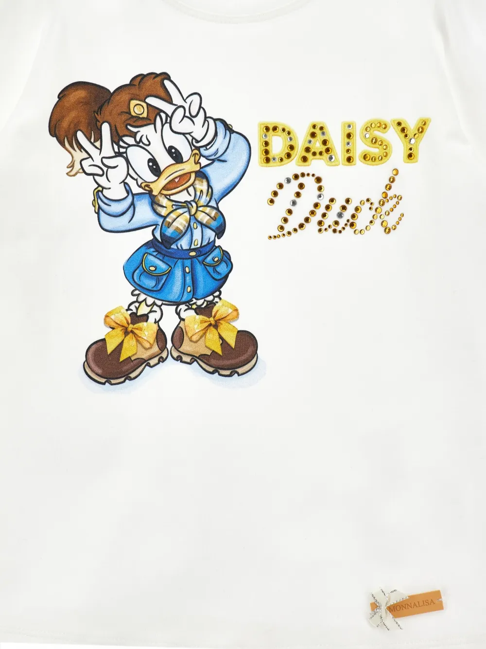 Monnalisa Daisy Duck T-shirt verfraaid met kristallen Wit