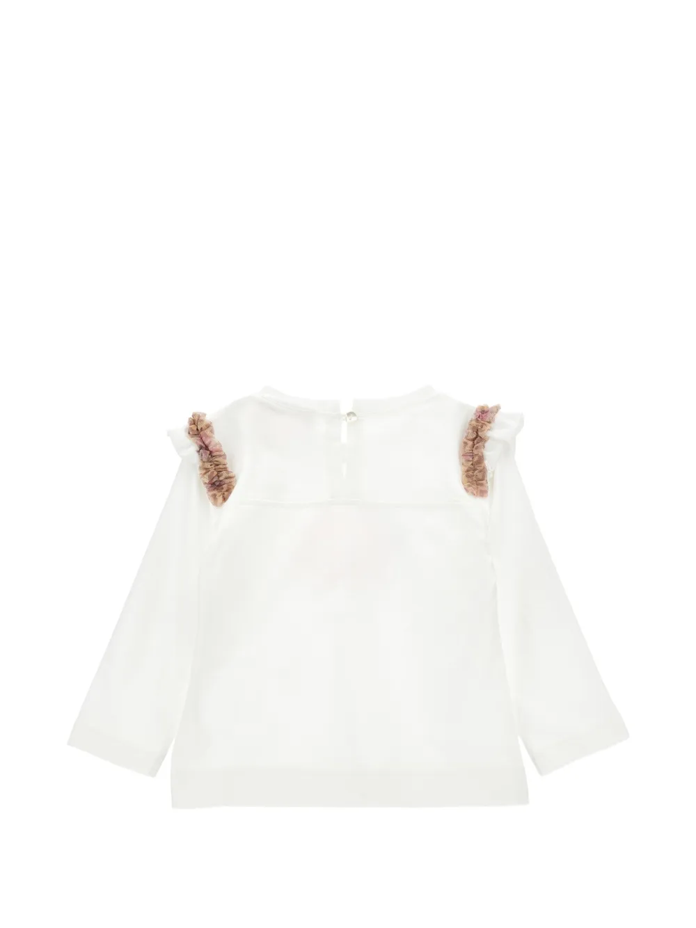 Monnalisa T-shirt met roosprint en ruches Wit