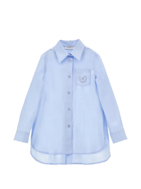 Monnalisa rhinestone-embellished pleated shirt