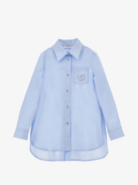 Monnalisa camisa plisada con detalle de strass
