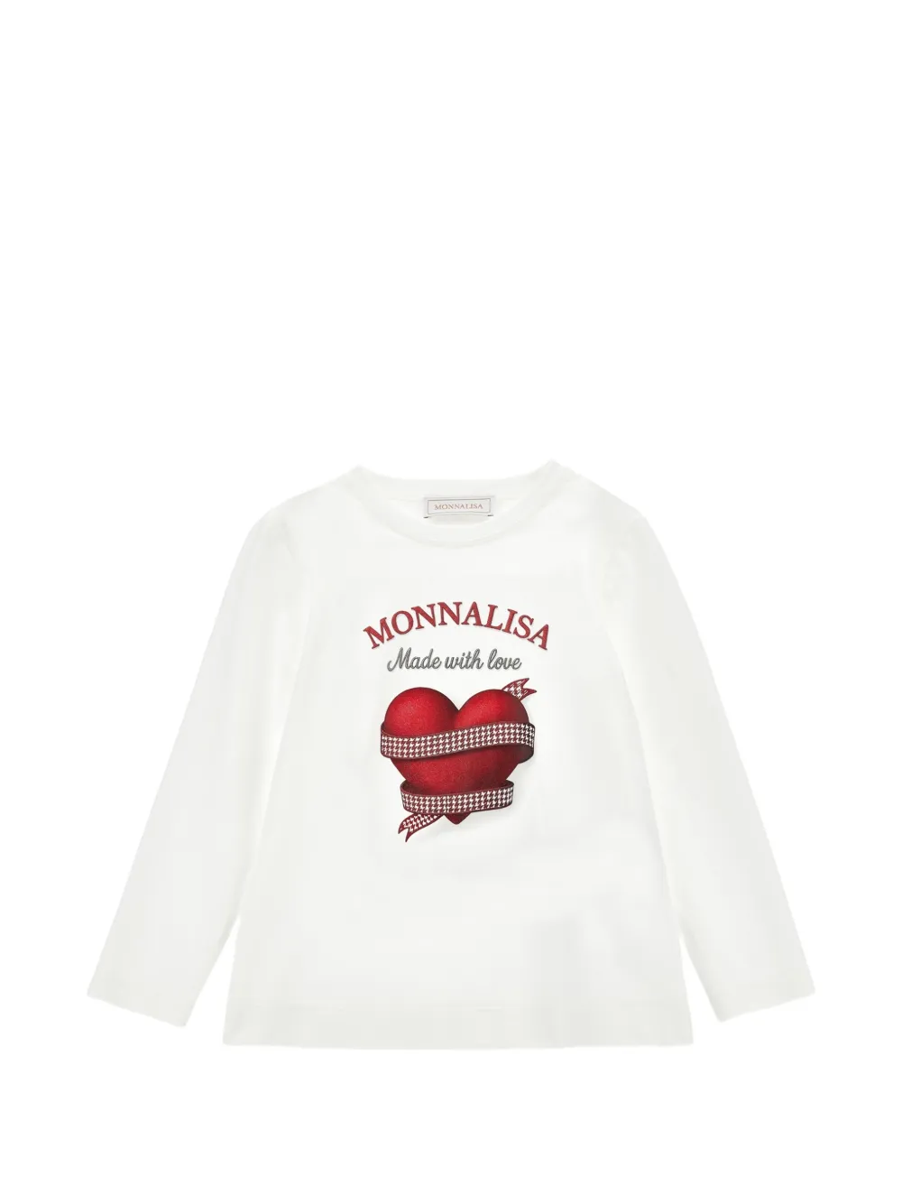 Monnalisa T-shirt a maniche lunghe con stampa a cuori - Bianco