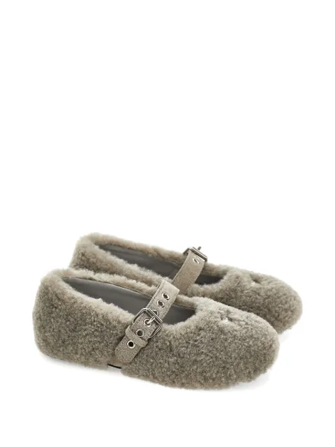Monnalisa buckle-fastening shearling ballet flats
