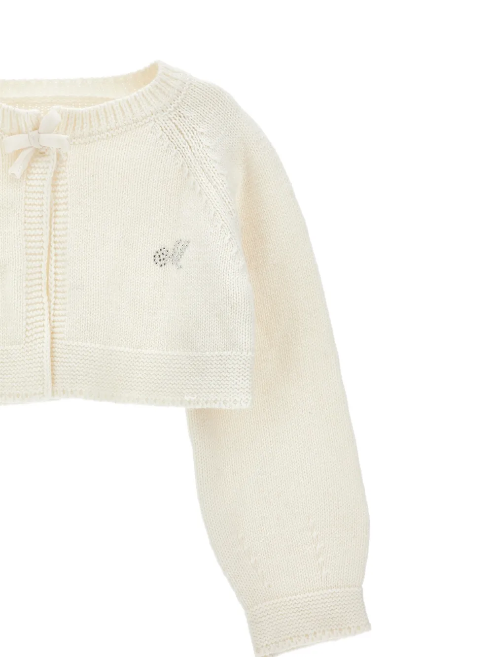 Monnalisa Vest met strik-detail en logo van stras Wit