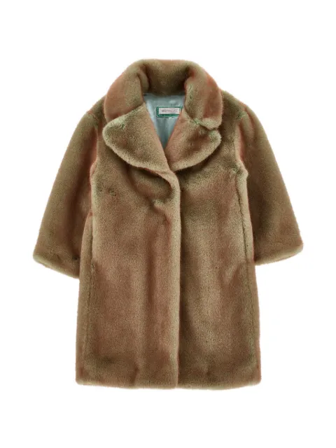 Monnalisa faux-fur notched-lapels coat