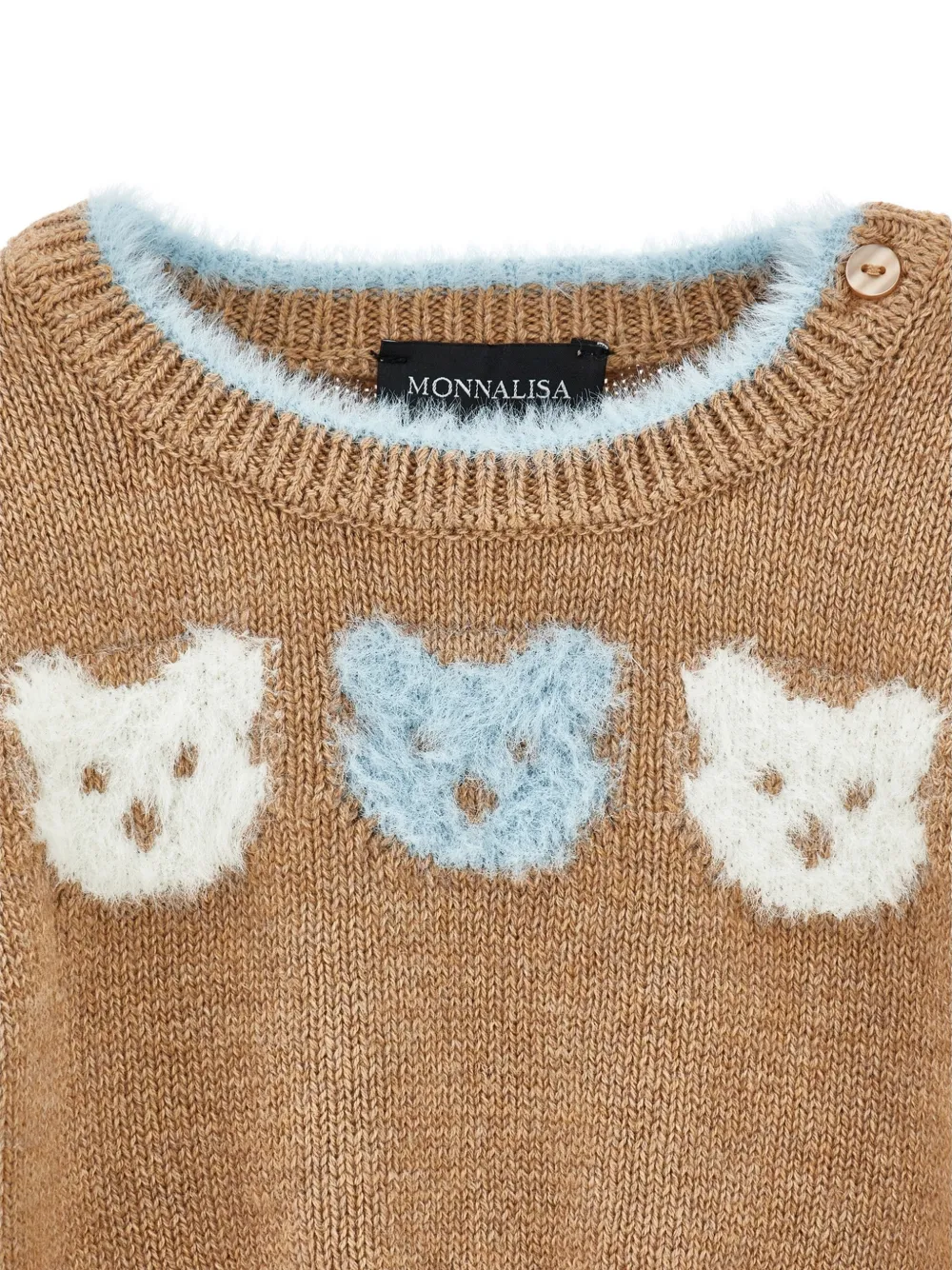 Monnalisa Intarsia broek set met teddybeerprint Beige