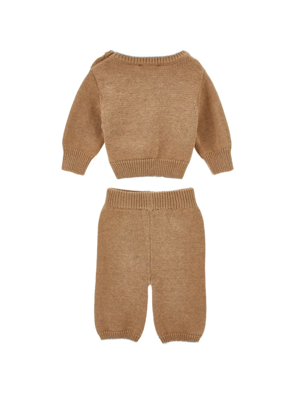Monnalisa Intarsia broek set met teddybeerprint Beige