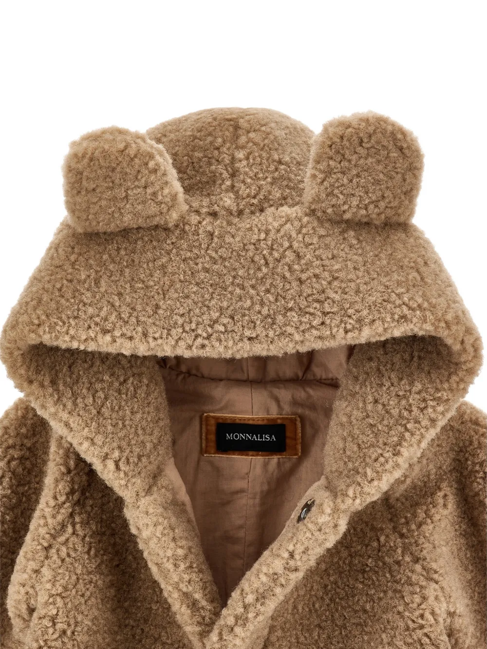 Monnalisa Jumpsuit met capuchon en oordetail Bruin