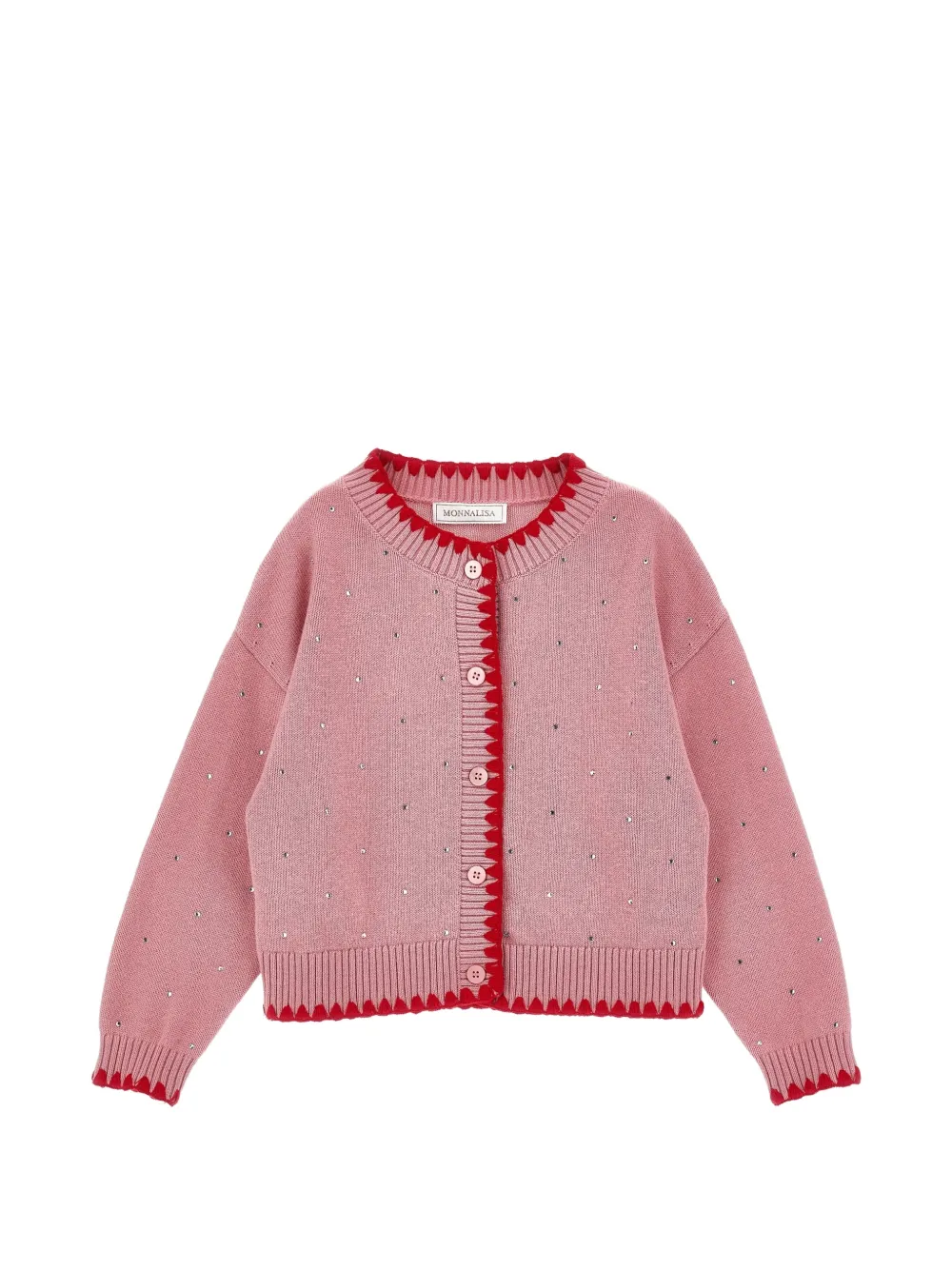 Monnalisa crystal-embellished scalloped cardigan - Pink