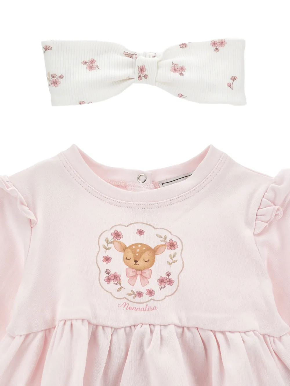 Monnalisa Drie broeken met bloemenprint en ruches Roze