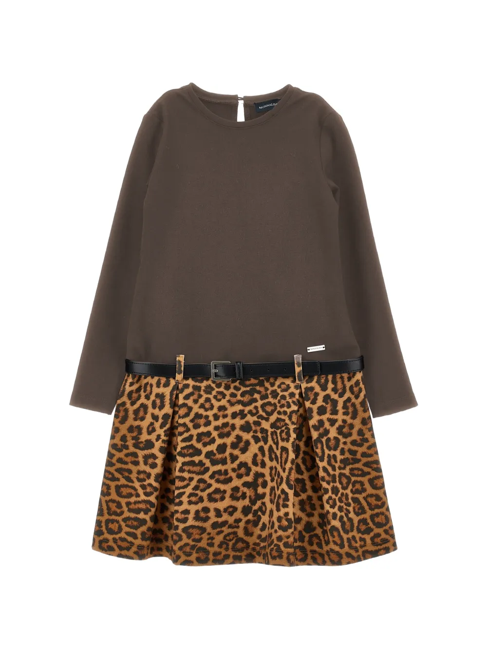 Monnalisa Abito leopardato con cintura - Marrone