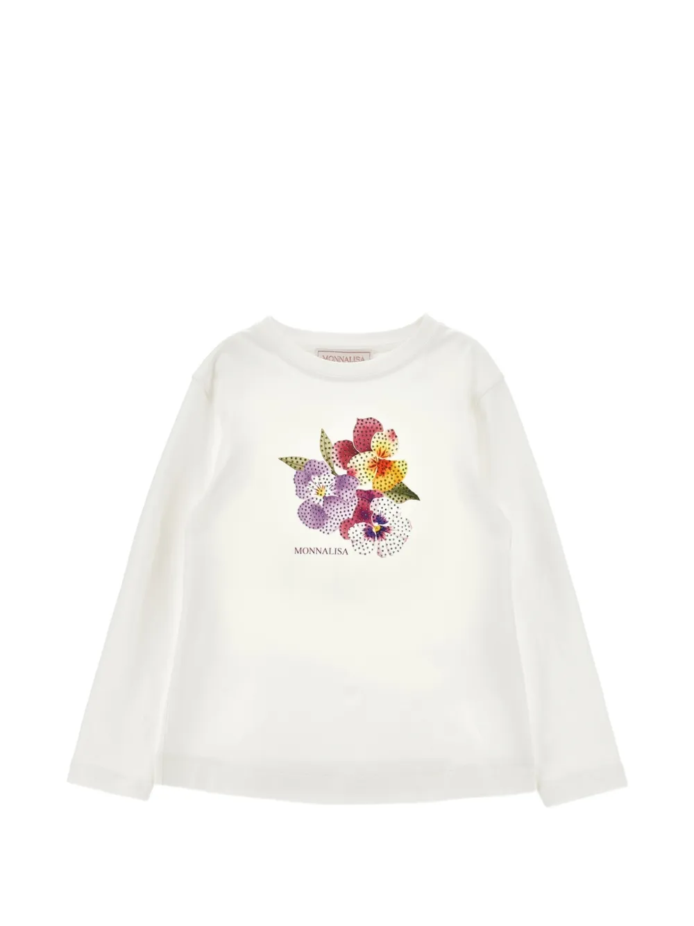 Monnalisa T-shirt a fiori con strass - Toni neutri