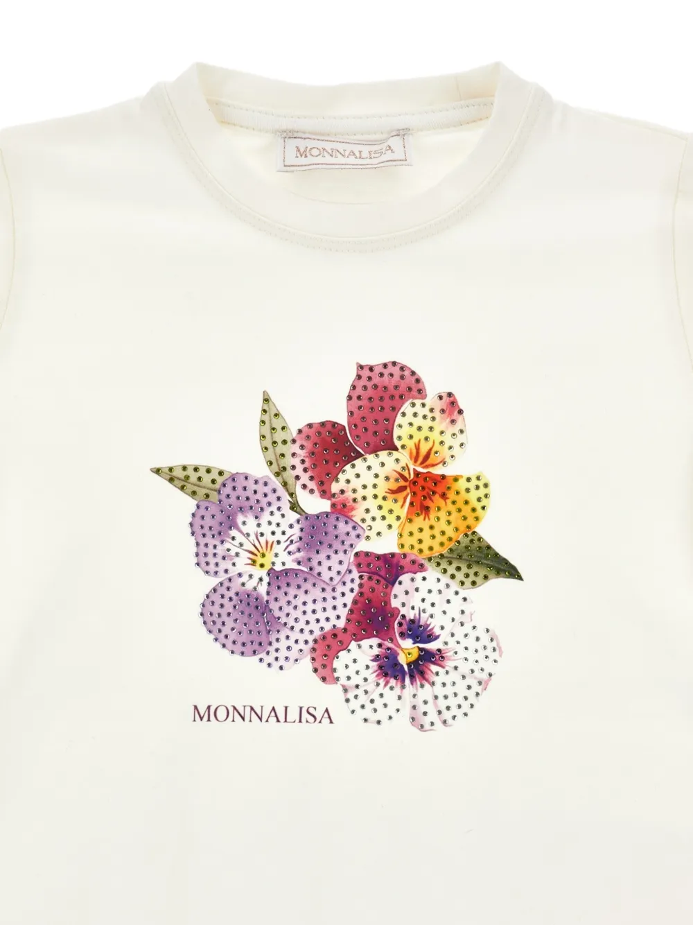 Monnalisa T-shirt met bloemenprint Beige
