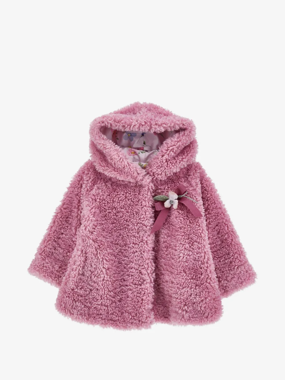 Monnalisa floral-applique hooded coat | Pink | Image 1
