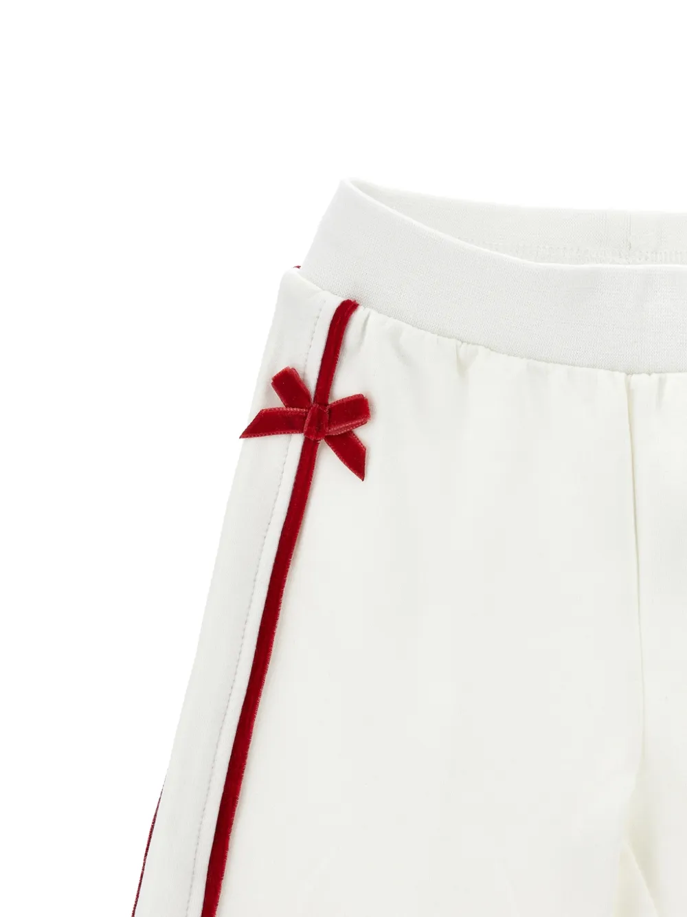 Monnalisa Broek met zijstreep en strikdetail Wit