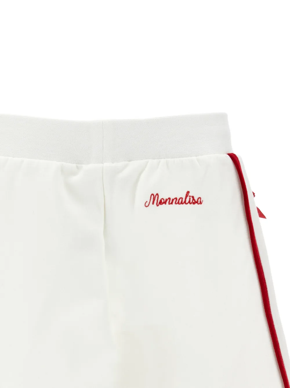 Monnalisa Broek met zijstreep en strikdetail Wit