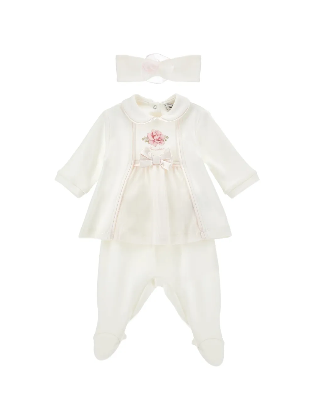 Monnalisa Set pantaloni con fiocco (3 pezzi) - Bianco