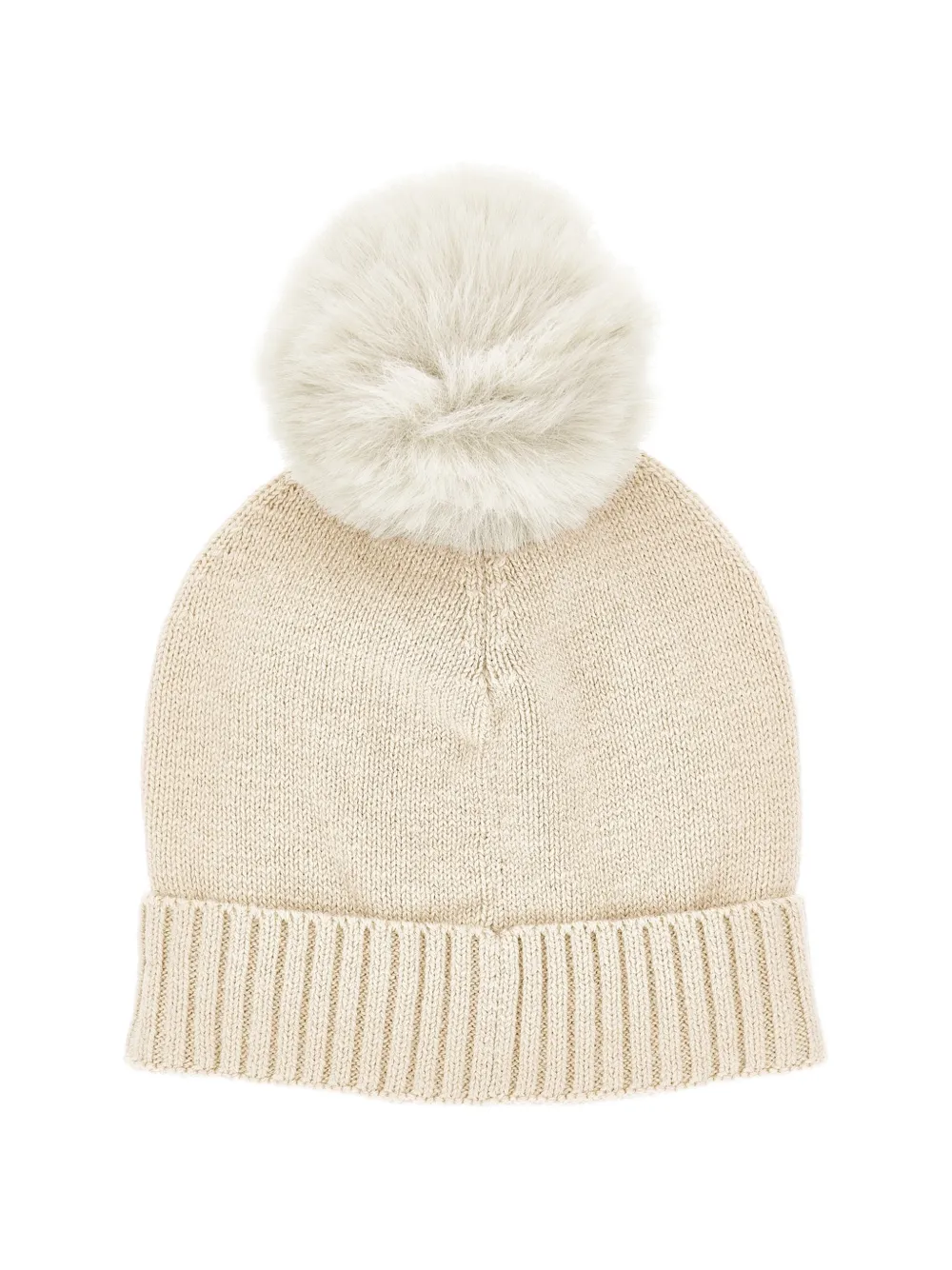 Monnalisa Muts met geborduurde bloemen en pompon Beige