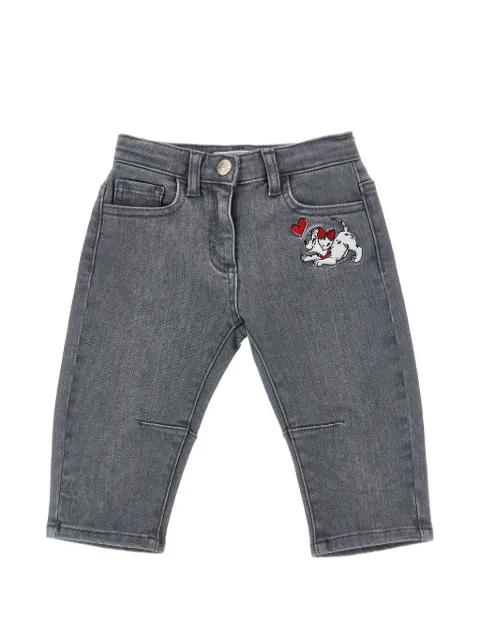 Monnalisa embroidered heart-patch jeans