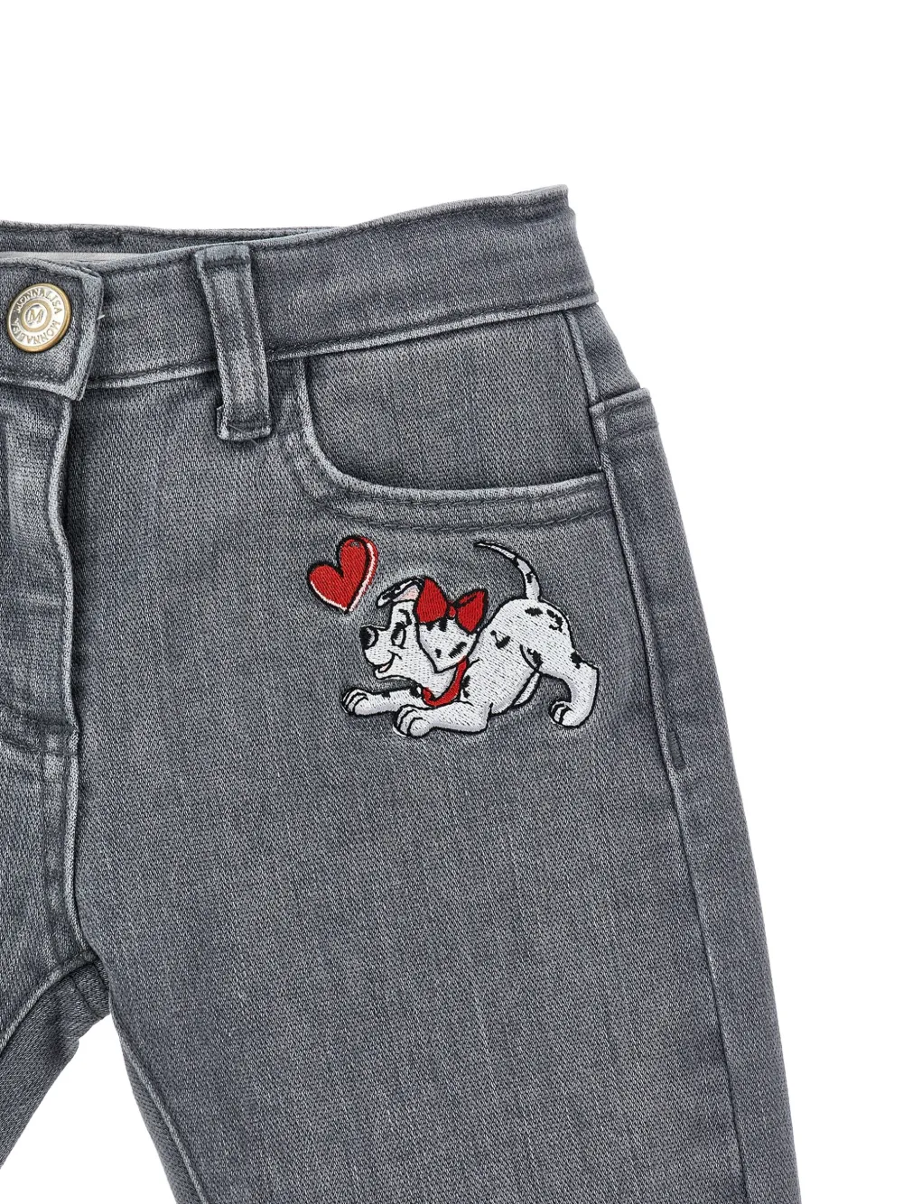 Monnalisa Jeans met borduurwerk en patch Grijs