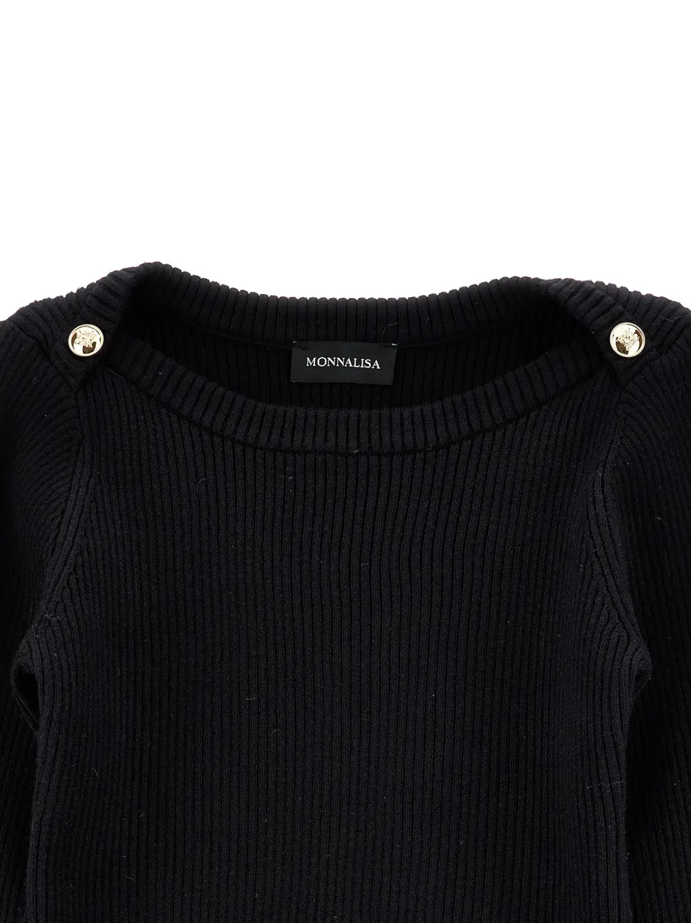 Monnalisa Ribgebreide maxi-jurk Zwart