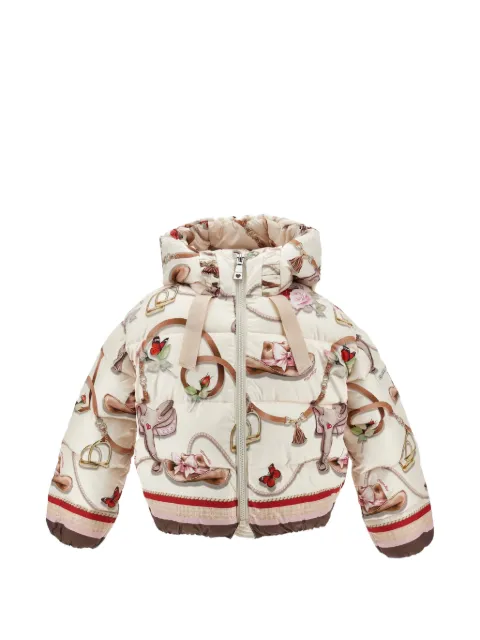 Monnalisa equestrian-print padded jacket