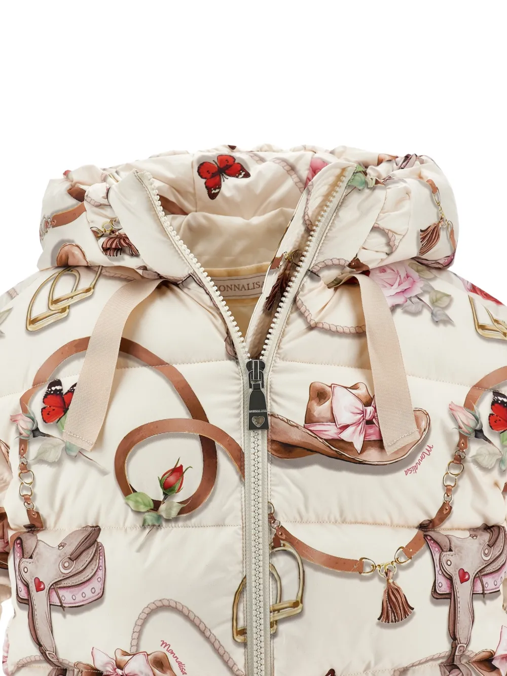 Monnalisa Gewatteerd jack met ruiterprint Beige