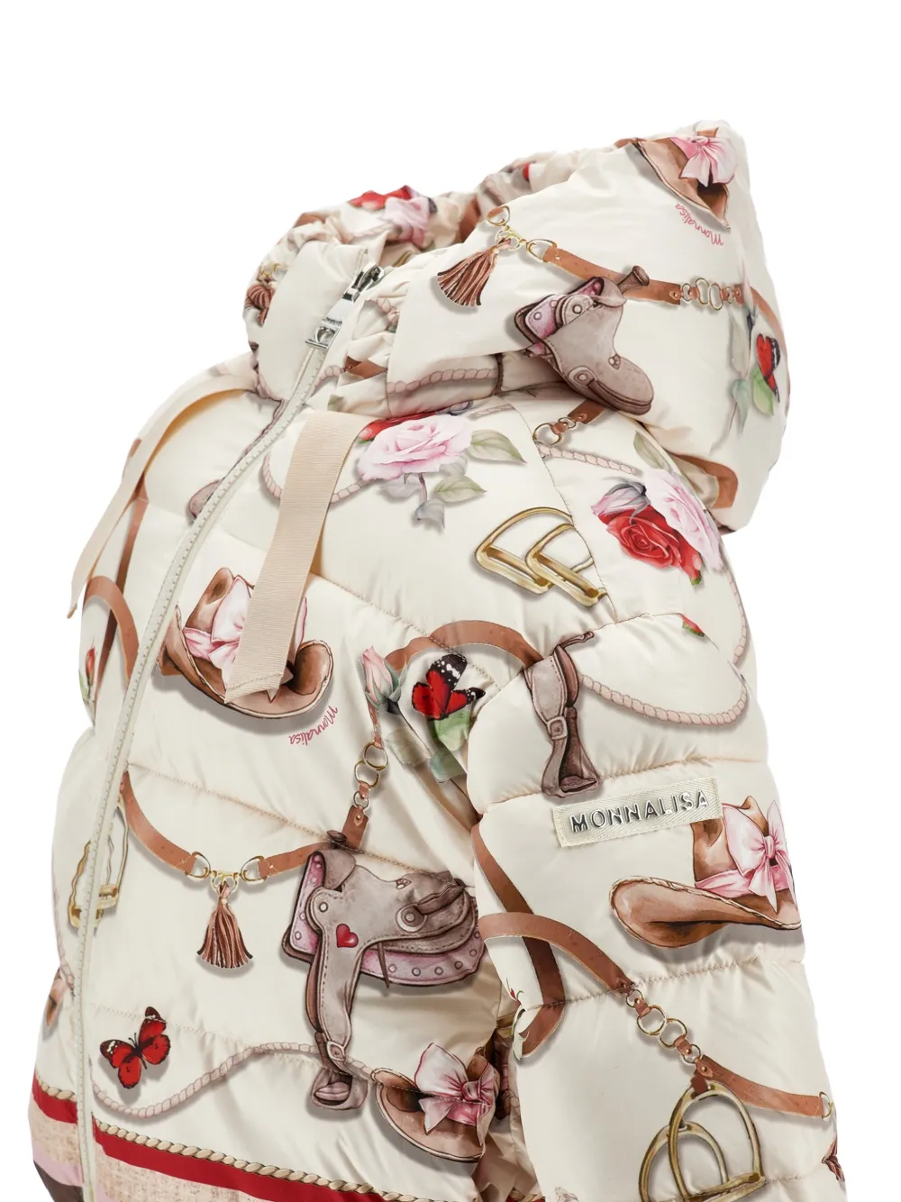 Monnalisa Gewatteerd jack met ruiterprint Beige