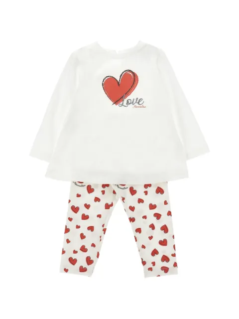 Monnalisa set de pantalones con corazones estampados