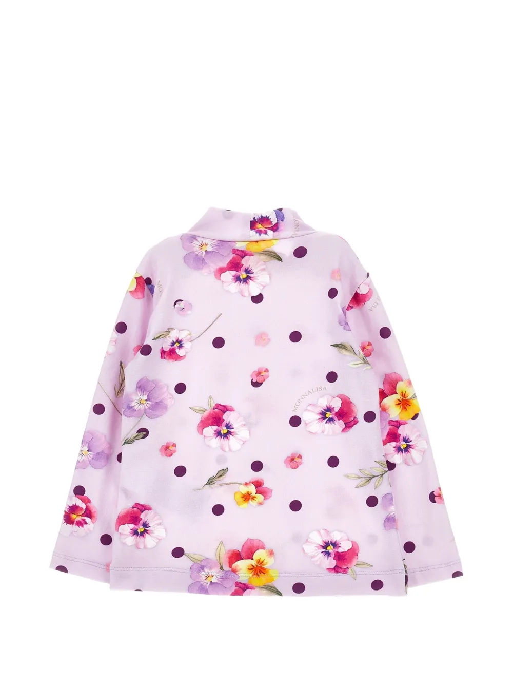 Monnalisa T-shirt met bloemenprint en stippen Paars