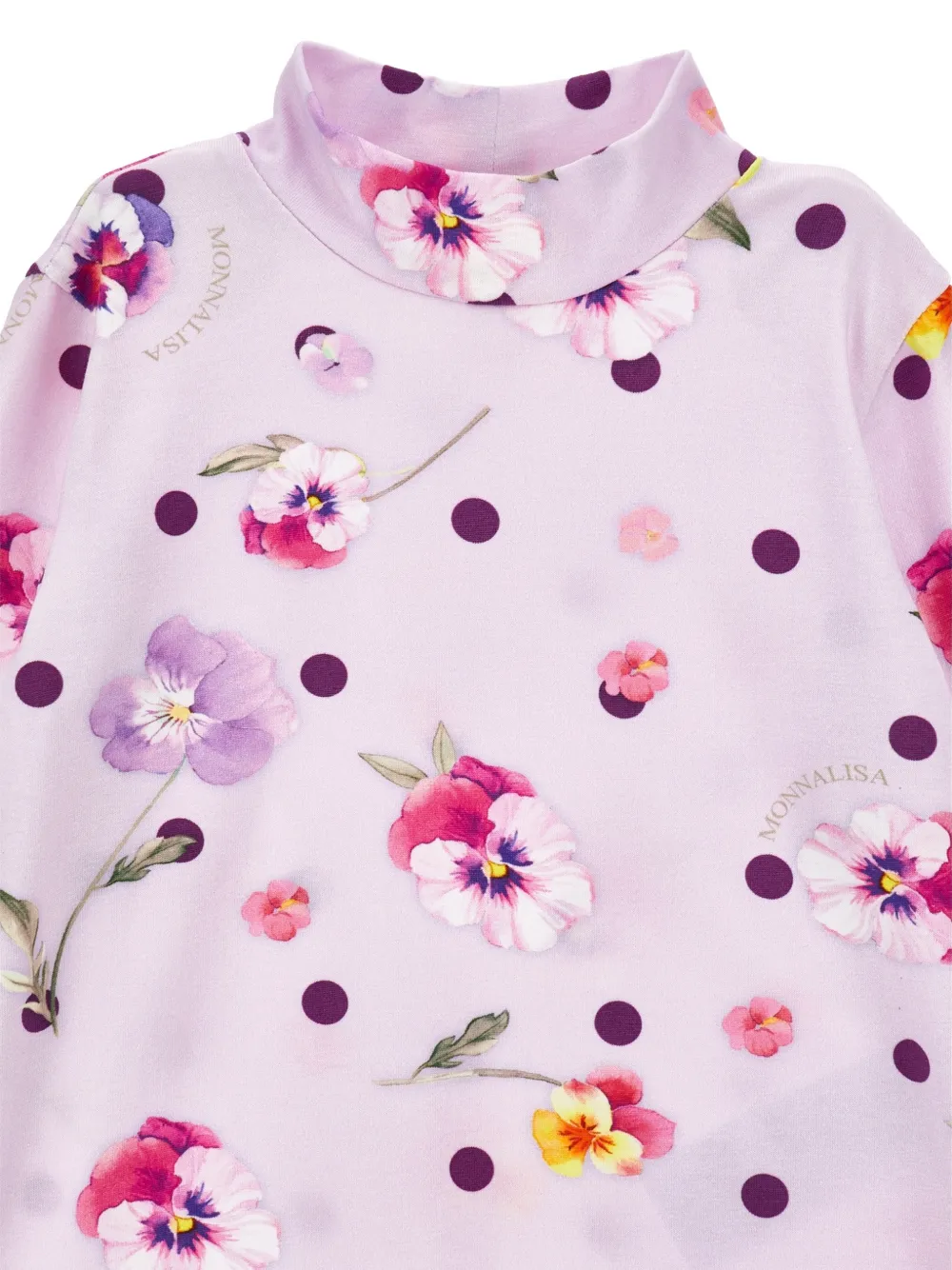 Monnalisa T-shirt met bloemenprint en stippen Paars