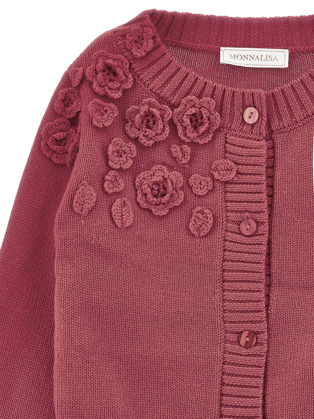 Monnalisa Vest met gehaakte bloem Roze
