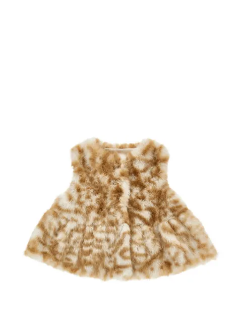 Monnalisa leopard-print faux-fur dress