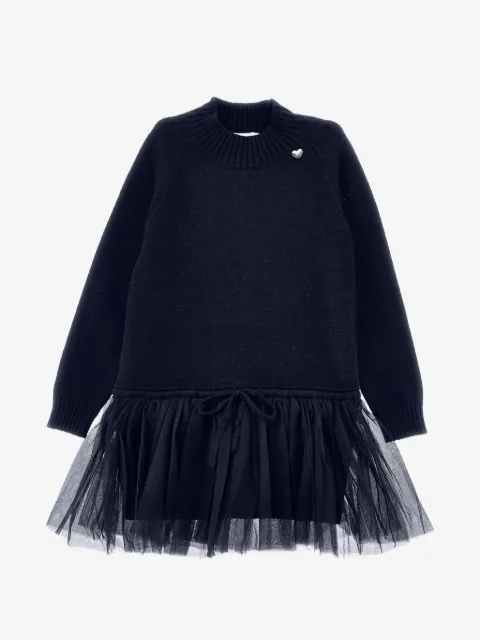 Monnalisa tulle-skirted knitted dress