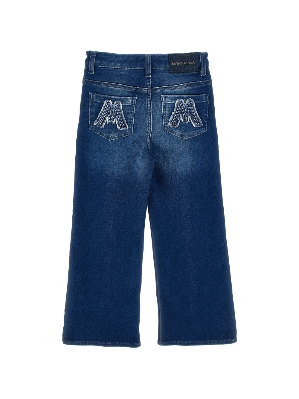 Monnalisa Jeans verfraaid met stras en wijde pijpen Blauw