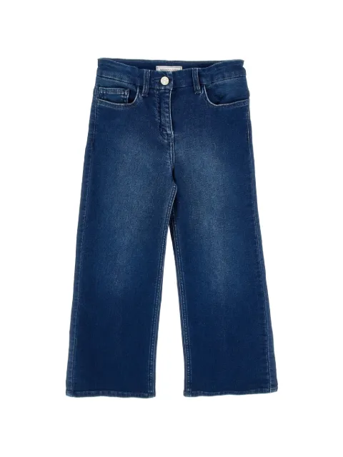 Monnalisa rhinestone-embellished wide-leg jeans