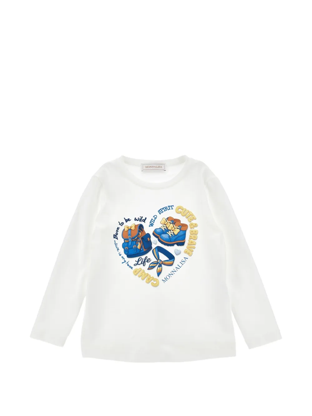 Monnalisa T-shirt con stampa grafica e maniche lunghe - Bianco