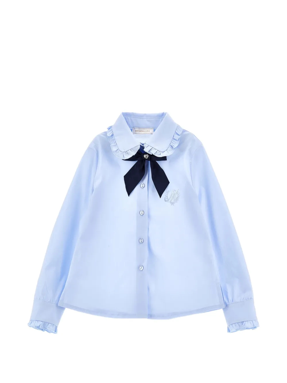 Monnalisa Hemd mit Rüschenkragen und Schleife - Blau
