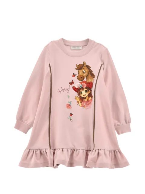 Monnalisa graphic-print ruffled-hem dress