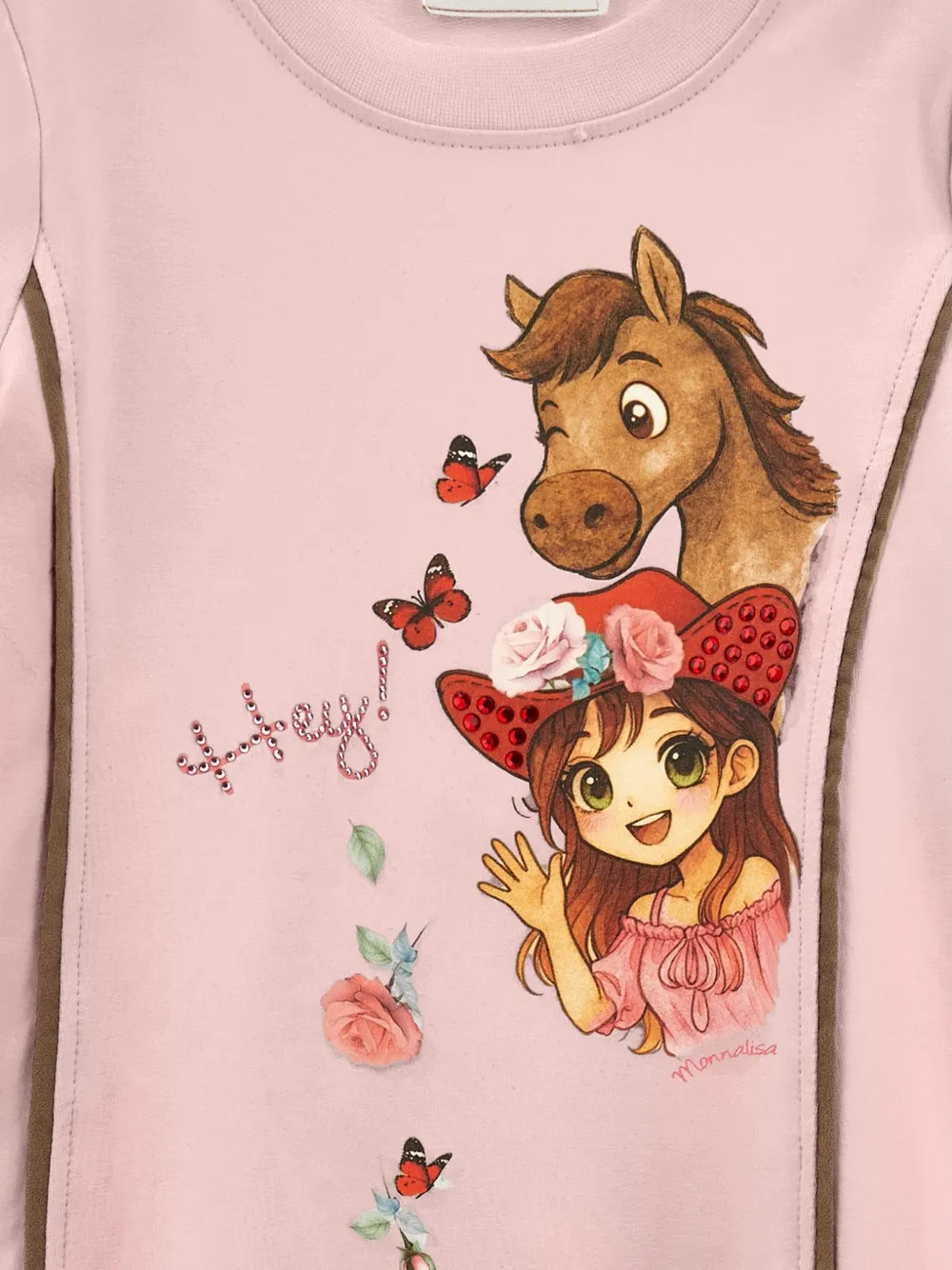 Monnalisa Jurk met grafische print en ruches Roze