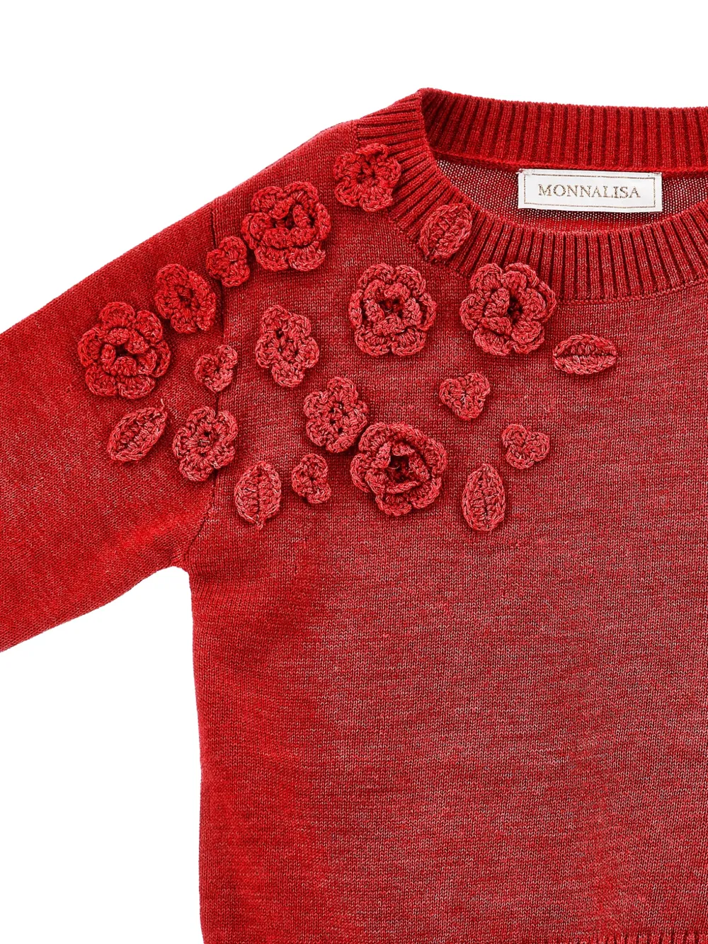 Monnalisa Trui met gehaakte bloemen Rood