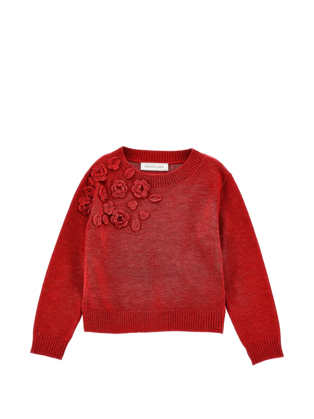 Monnalisa crochet-floral sweater - Rosso