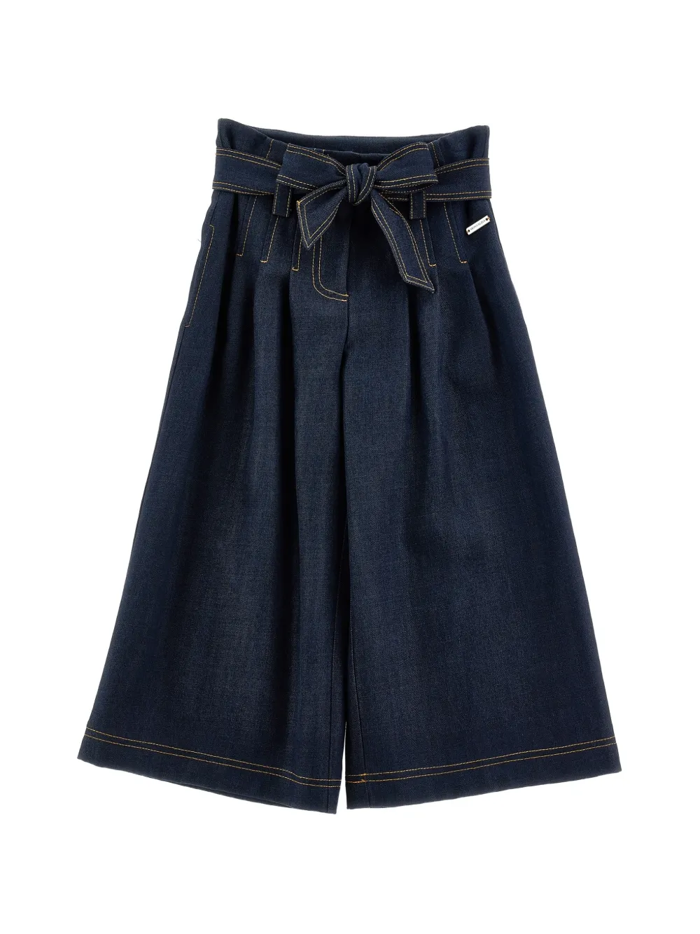 Monnalisa belted pleat-detail jeans - Blue